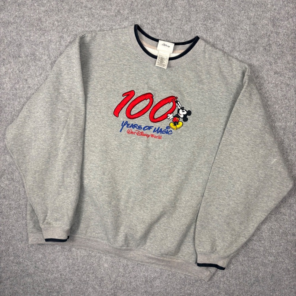 Walt Disney World 100 Years of Magic Mickey Mouse Sweatshirt Gray Mens XL